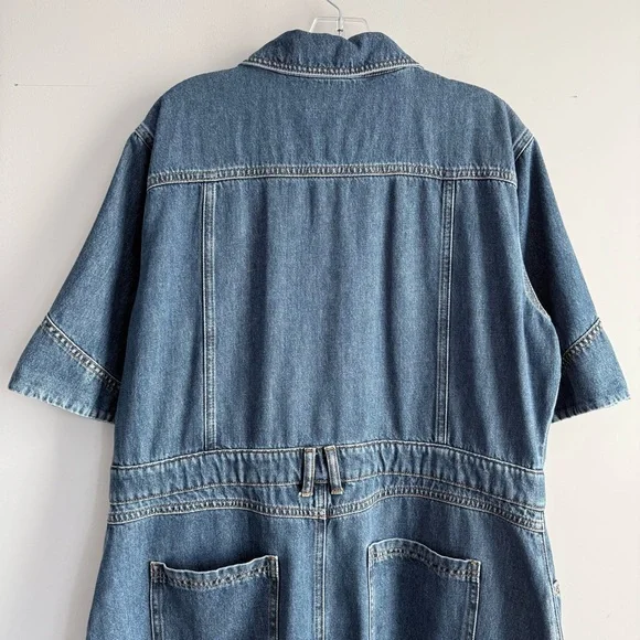 ALIGNE Mateo Short Sleeve Asymmetric Denim Midi Shirt Dress 12 Anthropologie - Picture 12 of 15